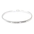 thumbnail image 1 of Me Plus Inspirational "LIVE LAUGH LOVE" Positive Message Engraved Thin Bangle Hook Bracelet (Silver, brass), 1 of 4