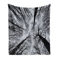 thumbnail image 1 of Forest Soft Flannel Fleece Throw Blanket, Scary Winter Tops of the Trees Dark Dramatic Silhouettes Enchanted Nature Image, Cozy Plush for Indoor and Outdoor Use, 60" x 80", Black Grey, by Ambesonne, 1 of 6