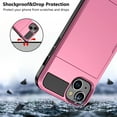 thumbnail image 6 of Case Compatible with iPhone 15 with Card Holder, Dual Layer Shockproof Wallet Phone Case Hidden Card Slot Sliding Protective Hard Shell Back Cover Slim Case for iPhone 15, 6.1 Inch Pink, 6 of 14