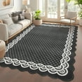 thumbnail image 3 of Funslane 9' x 12' Washable Scalloped Area Rug, Modern Neutral Farmhouse Floor Carpet, for Living Room Bedroom Apartment, Black, 3 of 11