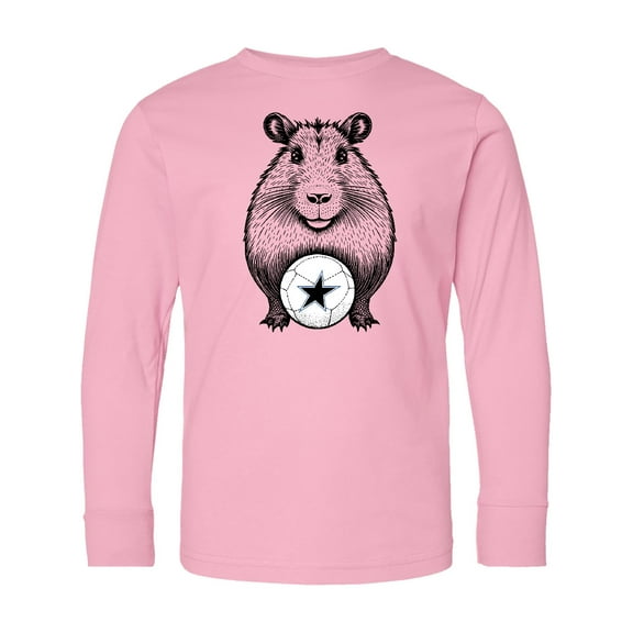 Inktastic Soccer Funny Capybara Long Sleeve Youth T-Shirt