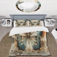 thumbnail image 2 of Designart "Blue Beige Butterfly Intricate Patterns" Animals Bedding Covert Set - Butterfly Teal Children's Art Bed Set With 1 Sham, 2 of 6