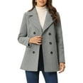 thumbnail image 1 of Women's Long Sleeves Double Breasted Button Winter Outerwear Pea Coat L Grey, 1 of 6