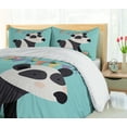 thumbnail image 5 of Ambesonne Panda Duvet Cover Set, s Party with Flowers, 2-Calking, Seafoam Dark Taupe Grey, 5 of 7