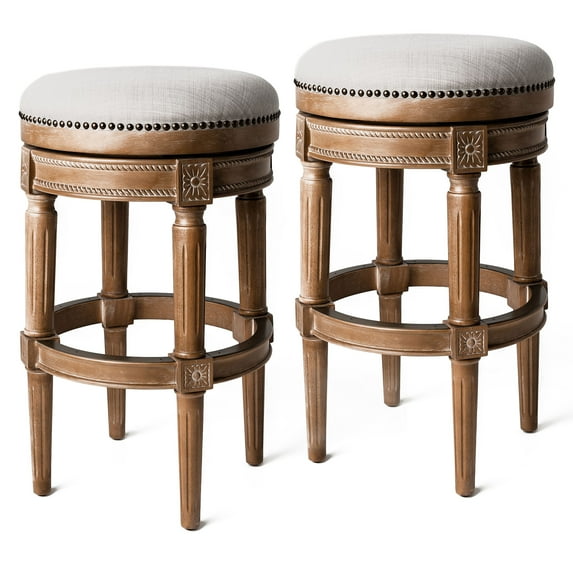 Open Box Maven Lane Pullman Swivel Stool, Weathered Oak, Bar Height (2 Pack)