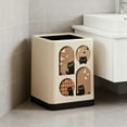thumbnail image 4 of Household Trash Can with Lid – Double Barrel Decorative Trash Bin with Wheels, Cartoon Pattern, Anti-Slip Base – Large Capacity Garbage Basket for Bedroom, Living Room, Kitchen (White), 4 of 5