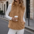 thumbnail image 2 of Nfurl Women's Fleece Vests with Pockets Warm Sleeveless Vest Jacket Trendy Fall Winter Stand Collar Outerwear Vests Yellow,M, 2 of 7