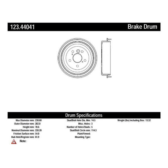 Brake Drum Fits select: 2002-2004 TOYOTA CAMRY, 2005-2006 TOYOTA CAMRY LE/XLE/SE