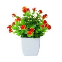 Artificial Eucalyptus Lotus Bonsai Tree, Realistic Potted with Sunset Color Flowers for Home Office Decor, for Living Room, Bedroom, Bathroom, and Wedding Decoration