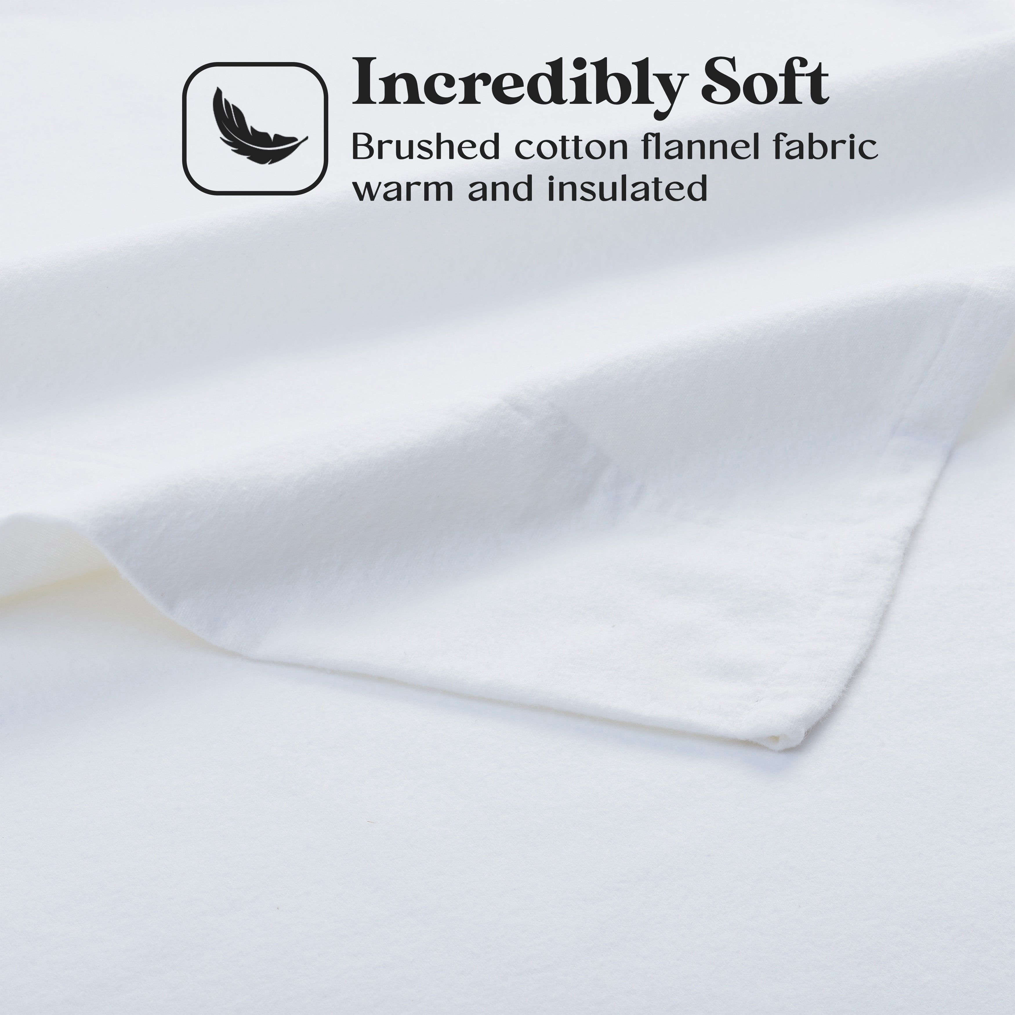 Superior Solid Flannel Cotton Bed Sheet Set , Soft Fitted Sheets, King, White
