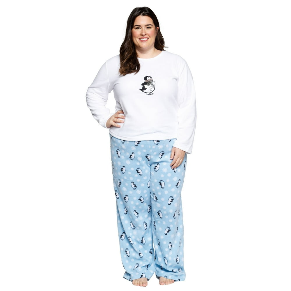 Xehar Xehar Women's Plus Size Sleepwear Fleece Penguins Pajamas Pjs