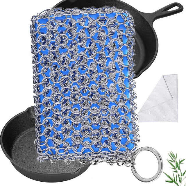 Xihbxyly Limpiador de Cadenas de Acero Inoxidable, Diseño de Malla de Alta Eficiencia, Almohadilla Flexible de Panal, Limpieza Segura Sin Rayones, Multiusos para Sartenes, Parrillas y Hornos, Fácil d