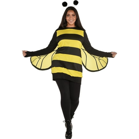 Amscan Queen Bee Halloween Costume for Women, Standard Size, Includes Tunic, Headband, Wings