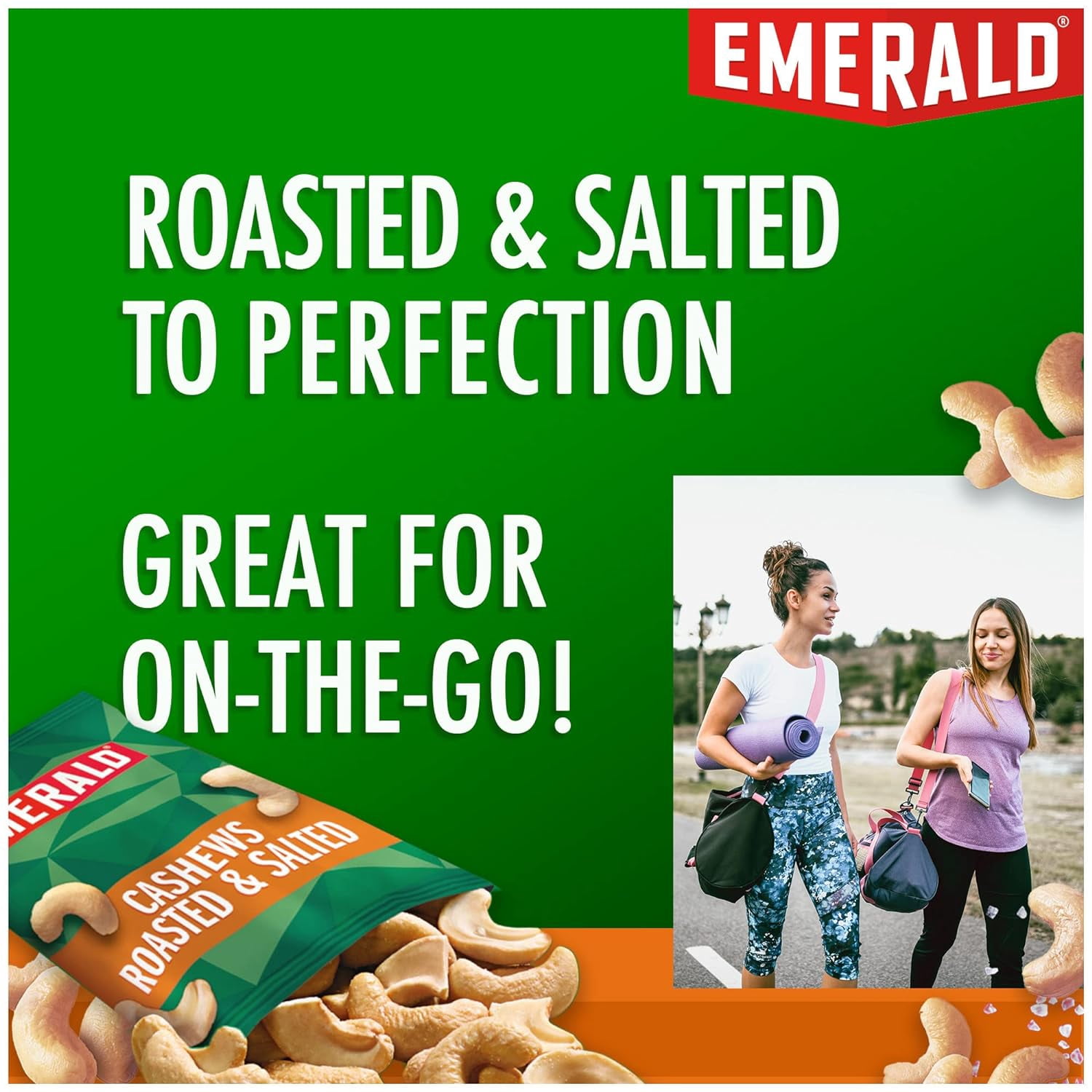 Emerald Nuts, Cashews Roasted & Salted, 100 Calorie Packs, 7 Ct, 4.34 oz (Pack of 3)
