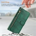 thumbnail image 6 of For iPhone Air 6.5-inch Wallet Case for Women Men Multi-Card Slots Zipper Wallet Leather Phone Case,Green,For iPhone Air, 6 of 7