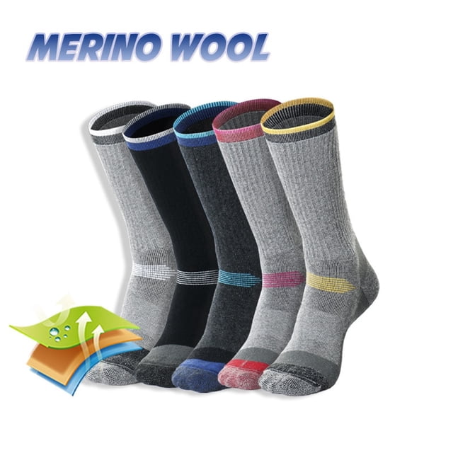 3 Pairs Merino Wool Ski Hiking Socks Men Women Winter Outdoor Sports Mountaineering Thermal Socks Thicken Breathable Size 35-473 pairs WhiteL(39-43) He Qiyong unisex