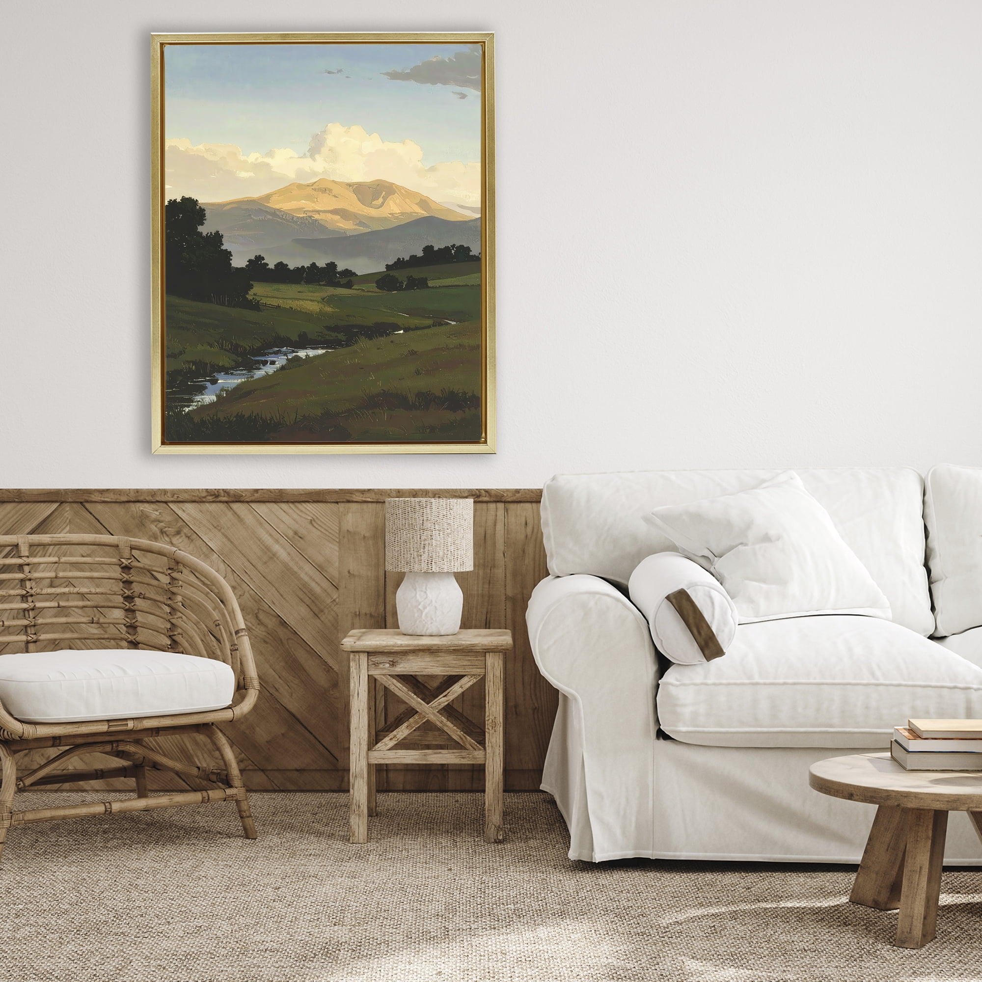 Stupell Industries Across The Valley Nature Gold Framed Floater Canvas Wall Art, design by Alonza Saunders