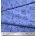 thumbnail image 3 of Soimoi Blue polyester Crepe Fabric Merry Christmas Text Printed Fabric 1 Yard 42 Inch Wide, 3 of 5