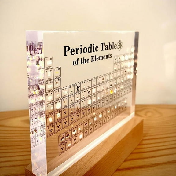 Gallickan Periodic Table Display, Transparent Acrylic Educational Science Chart with 118 Elements, Chemistry Classroom Decor Gift, Crystal Look Desktop Sign for Office