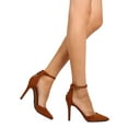 thumbnail image 2 of Breckelles FD24 Women Faux Suede Pointy Toe d'Orsay Back Lace Ankle Strap Stiletto Pump, 2 of 3