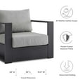 thumbnail image 3 of Lounge Chair Armchair, Grey Gray, Aluminum, Metal, Fabric, Modern Contemporary, Outdoor Patio Balcony Cafe Bistro Garden Furniture Hotel Hospitality, 3 of 7