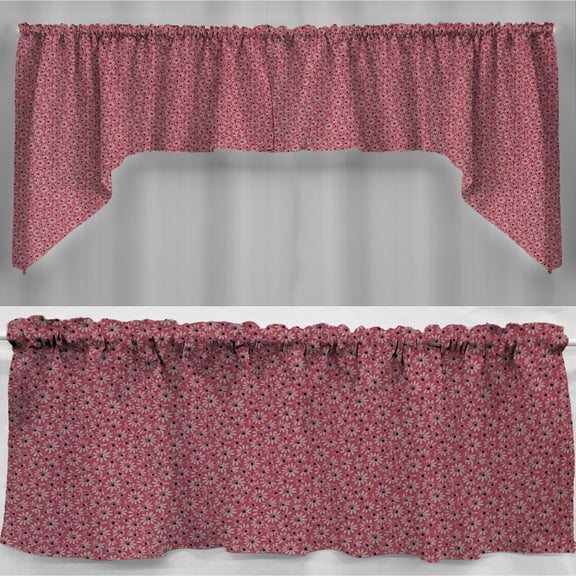 Crazy for Daisies Curtain Panels by Penny's Needful Things (Set of 2) 24 Inch Long LINED (Pink)