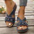 thumbnail image 2 of HBGVBA Womens Summer Slippers Solid Color Round Toe Open Toe On Thick Sole Wedge Heel Summer Comfortable Stylish Shoes 39, 2 of 4