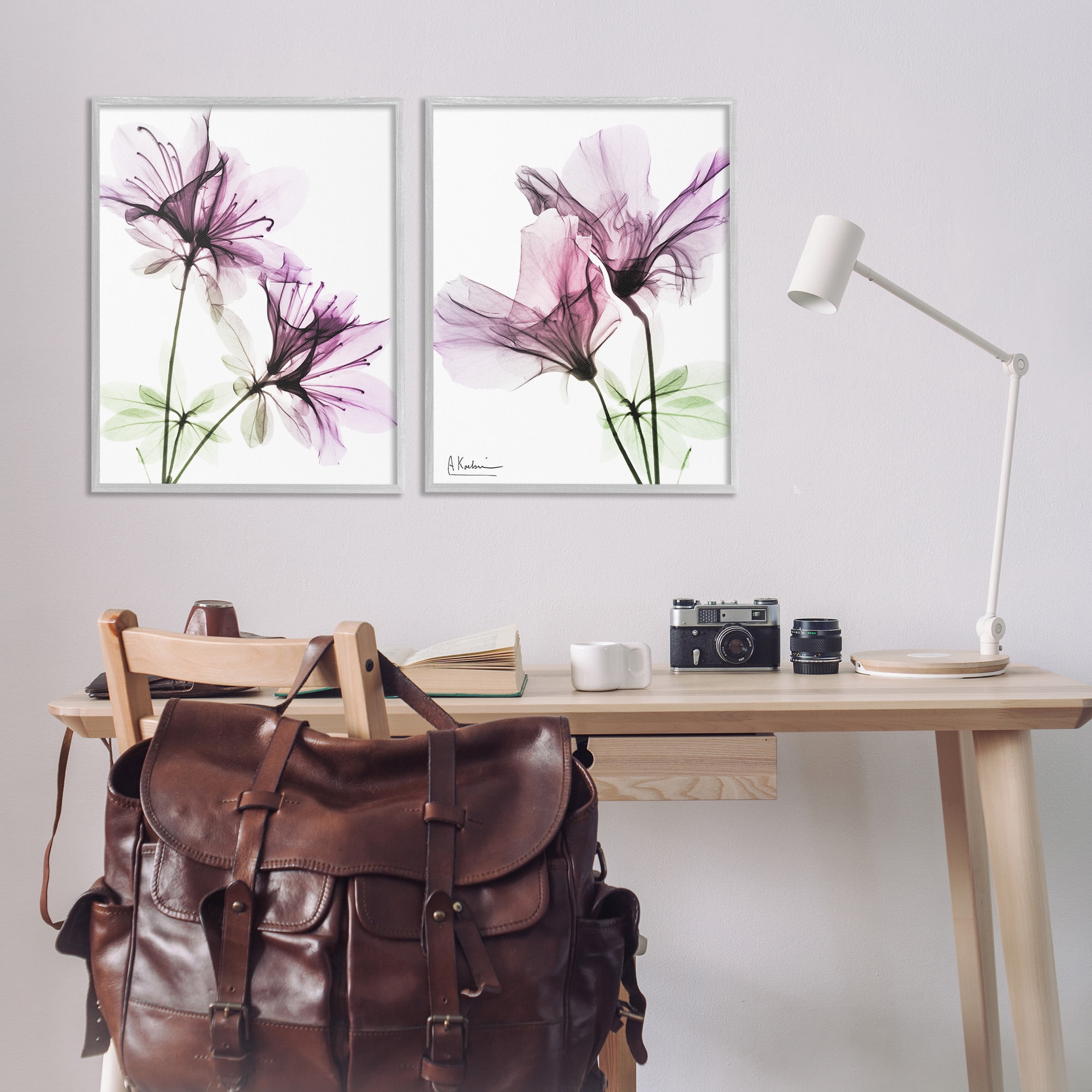 Stupell Industries Purple Flower Bloom Design Botanical & Floral Photography Gray Framed Art Print Wall Art, 24 x 30, Set of 2