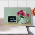 thumbnail image 2 of Saying Cutting Board, Blackboard the Phrase Morning Written on It Next to Vase Fresh Flowers, Decorative Tempered Glass Cutting and Serving Board, Small Size, Multicolor, by Ambesonne, 2 of 5
