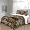 thumbnail image 4 of LAICAIW Ensemble 3 Pcs Ensemble 3 Pcs sur Lit Ensemble de Literie Courtepointe Style Chalet - Parcelle Faune - Ensemble de Couette Réversible Style Cabane Rustique Campagnarde avec Taies Décoratives, Brun Très Grand (220x240 cm), 4 of 7