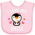 thumbnail image 3 of Inktastic I Love My Uncle with Cute Penguin and Hearts Girls Baby Bib, 3 of 4