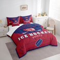 thumbnail image 3 of Homewish Ice Hockey Lovers 7-Piece Twin Bedding Sets,Ball Sport Bedding Comforter Set,Blue Red Sheet Sets For Teens,Breathable Home Decor Reversible, 3 of 8