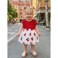 thumbnail image 3 of RUINIXCW Newborn Baby Girl Summer Cherry Tulle Dress Cake Smash Outfit Baby Girls Photoshoot Outfits Cherry Embroidered Bow Ruffled Trim Flying Sleeve Princess Tutu Dress, 3 of 9