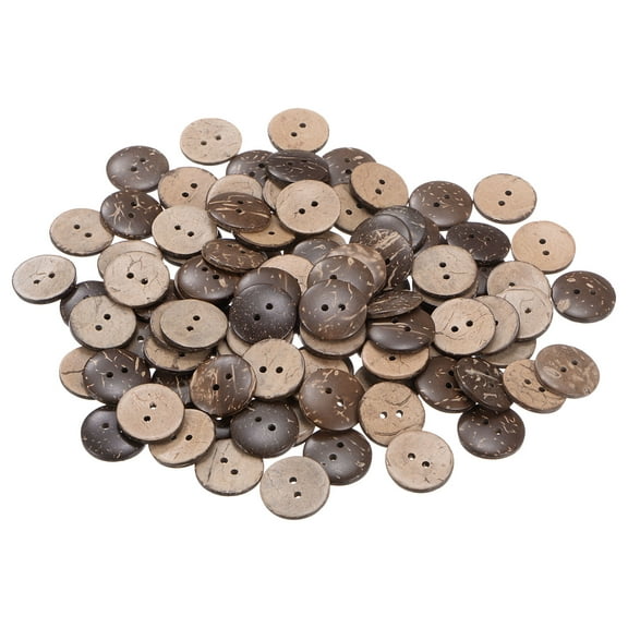 Uxcell 100pcs Sewing Button 3/4"(20mm) 2 Holes Wooden Round Craft Replacement Buttons, Brown