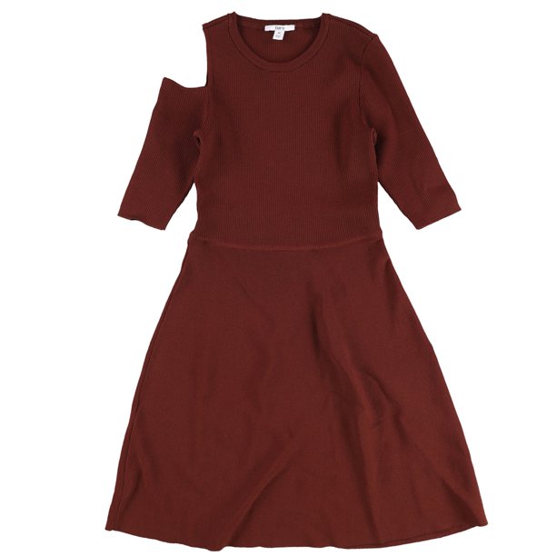 bar III Vestido acampanado con recortes para mujer, marrón, extra pequeño