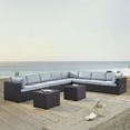 thumbnail image 4 of BISCAYNE 8 PERSON OUTDOOR WICKER SEATING SET IN MIST - THREE LOVESEATS, TWO ARMLESS CHAIR, TWO COFFEE TABLE, 4 of 4