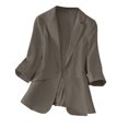 thumbnail image 4 of Veste de Complet Décontractée pour Femmes avec Col à Revers et devant Boutonné, Mélange Léger Polyester-Spandex, Longueur Régulière, Noir, P, 4 of 9