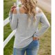 thumbnail image 2 of Blusa Informal, Transpirable, De Manga Larga, Con Diseño Recortado, Para Mujer, Con Hombros Descubiertos, Para Uso Diario ANGGREK Gris S, 2 of 6