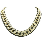 Men’s Iced Out Hip-Hop Gold Tone Bling Bling Rappers Cuban Link Chain Choker Necklace - CN2020