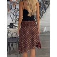 thumbnail image 4 of Brown & White Polka Dot Mesh High Waist A-Line Skirt For Women, 4 of 8