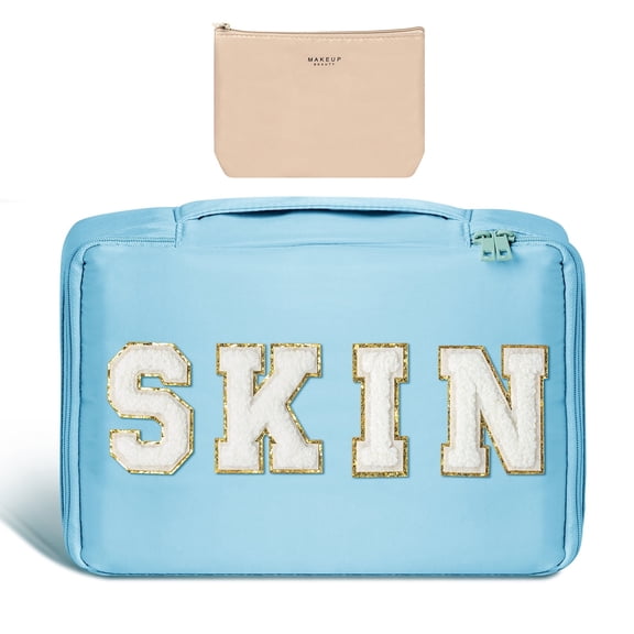 2ooya Makeup Bag for Mother's Day, Large-Capacity Toiletry Storage Bag for Travel,Sky Blue,1pack
