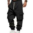thumbnail image 2 of Dwelliawo Mens Cago Sweatpants Heavyweight Fleece Pants with Multi Pockets Fashion Casual Athletic Jogger Pant Baggy Elastic Waist Trousers Black S, 2 of 3