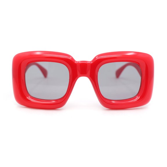 Girls Kids Size Balloon Thick Plastic Rectangle Sunglasses Red - Black
