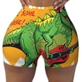 thumbnail image 2 of Haiem Cool Dinosaur Playing Guitar No Front Seam Biker Shorts for Women Yoga Workout Gym Bike Shorts with Tummy Control Moisture-Wicking-Small, 2 of 9