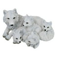 thumbnail image 5 of Winter Snow White Albino Wolf Mother at Repose with 4 Cubs Family Figurine, 5 of 10