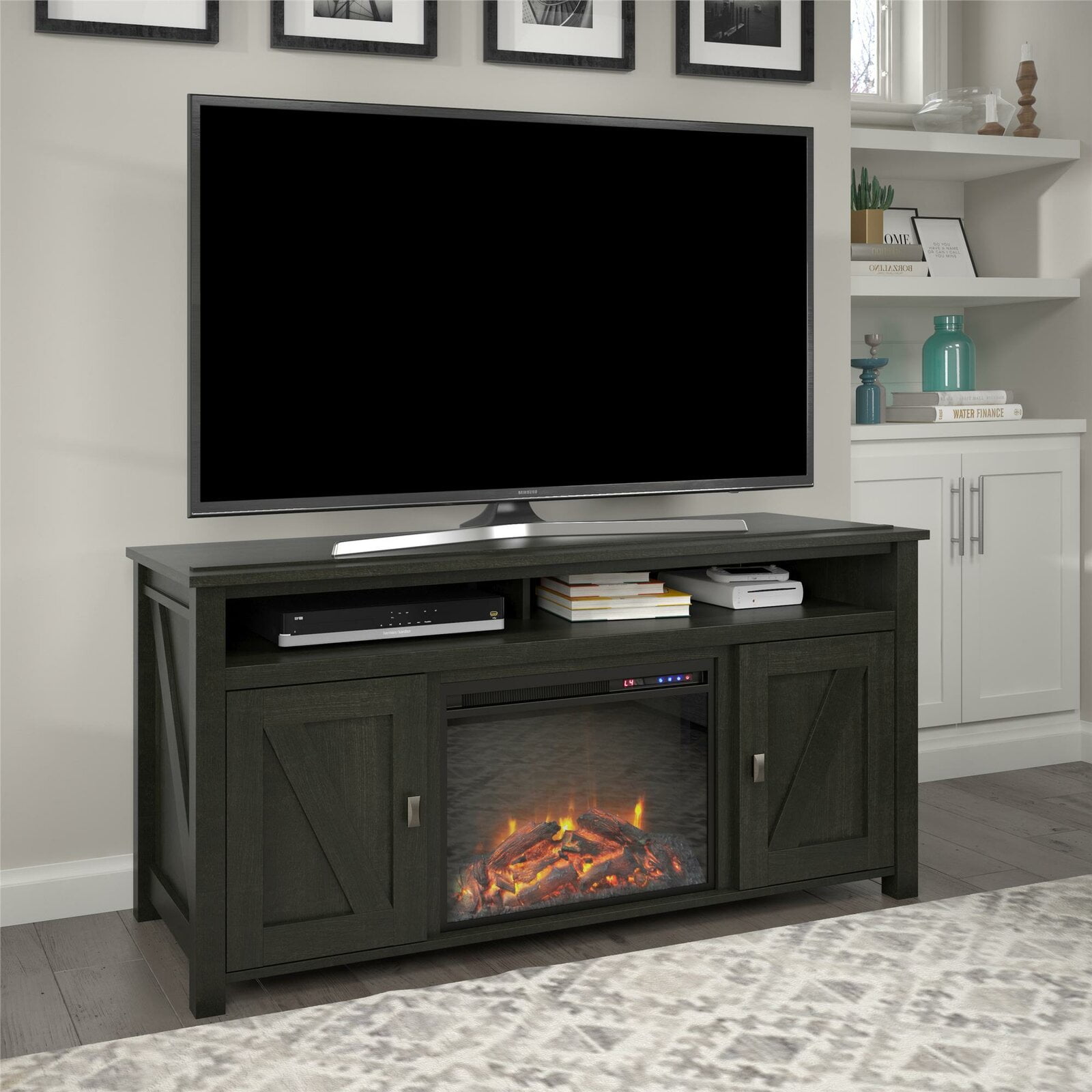 Whittier TV Stand for TVs up to 60" with Fireplace Included, Engineered