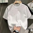 thumbnail image 2 of Summer Rhinestone Rivet T-shirt for Men Clothing Round Neck Casual T-shirt Fashion High Street Men's Summer Short Sleeves, 2 of 4