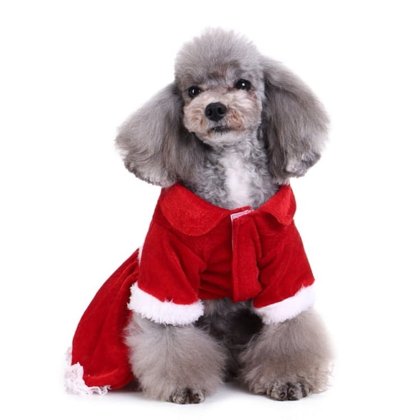 Vestido de Navidad para perros Falda roja para mascotas Disfraz de Papá Noel para perros Sudadera con capucha cálida para cachorros Ropa para gatos Ropa de invierno para mascotas Ropa navideña para mascotas Ropa para mascotas de Halloween Ropa para perros divertida (1 paquete, L) JM