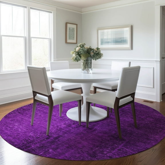 Addison Rugs Chantille Indoor/Outdoor Transitional Organic Purple Washable Round Rug, 8' x 8'