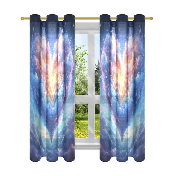 Sheer Curtains 2 Panels Set Grommet Drapes Window Treatments Light Filtering for Bedroom Living Room W42 x L63 Heart Cloud in Sky